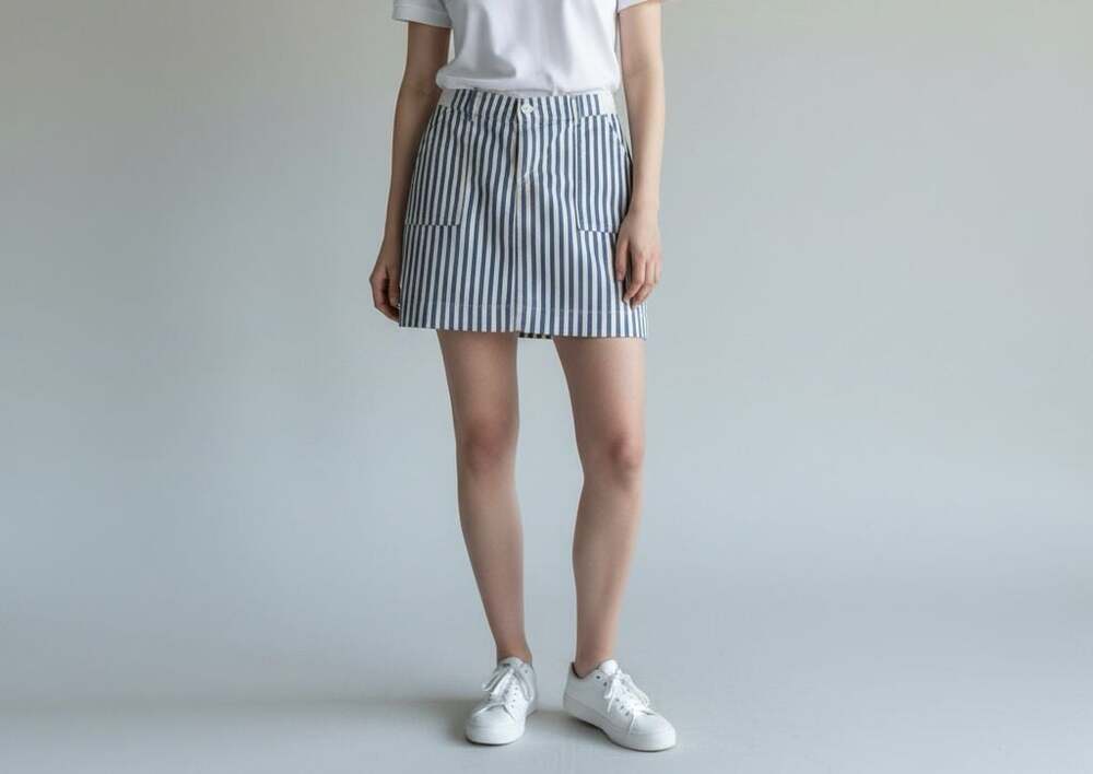 VTG Lee Tenniscore Stripe Mid-Rise Skort with Hidden Short Inseam